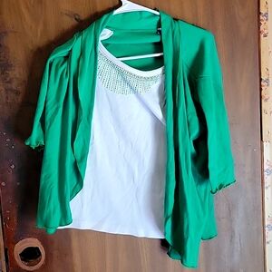 Green and white shirt